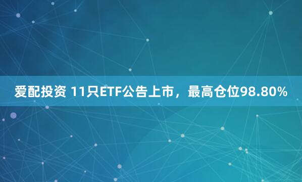 爱配投资 11只ETF公告上市，最高仓位98.80%